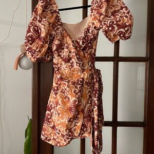 Alexis Athenes Puff Sleeve Wrap Dress size M/L